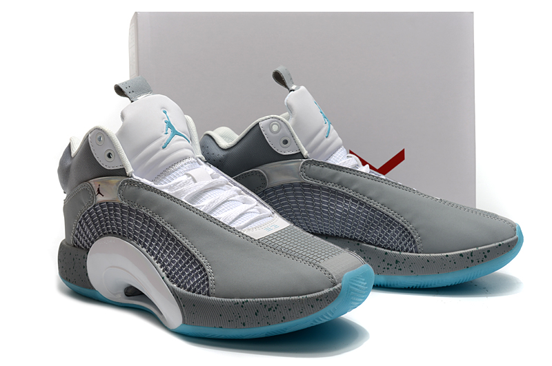 2020 Air Jordan 35 Grey White Jade Blue Shoes